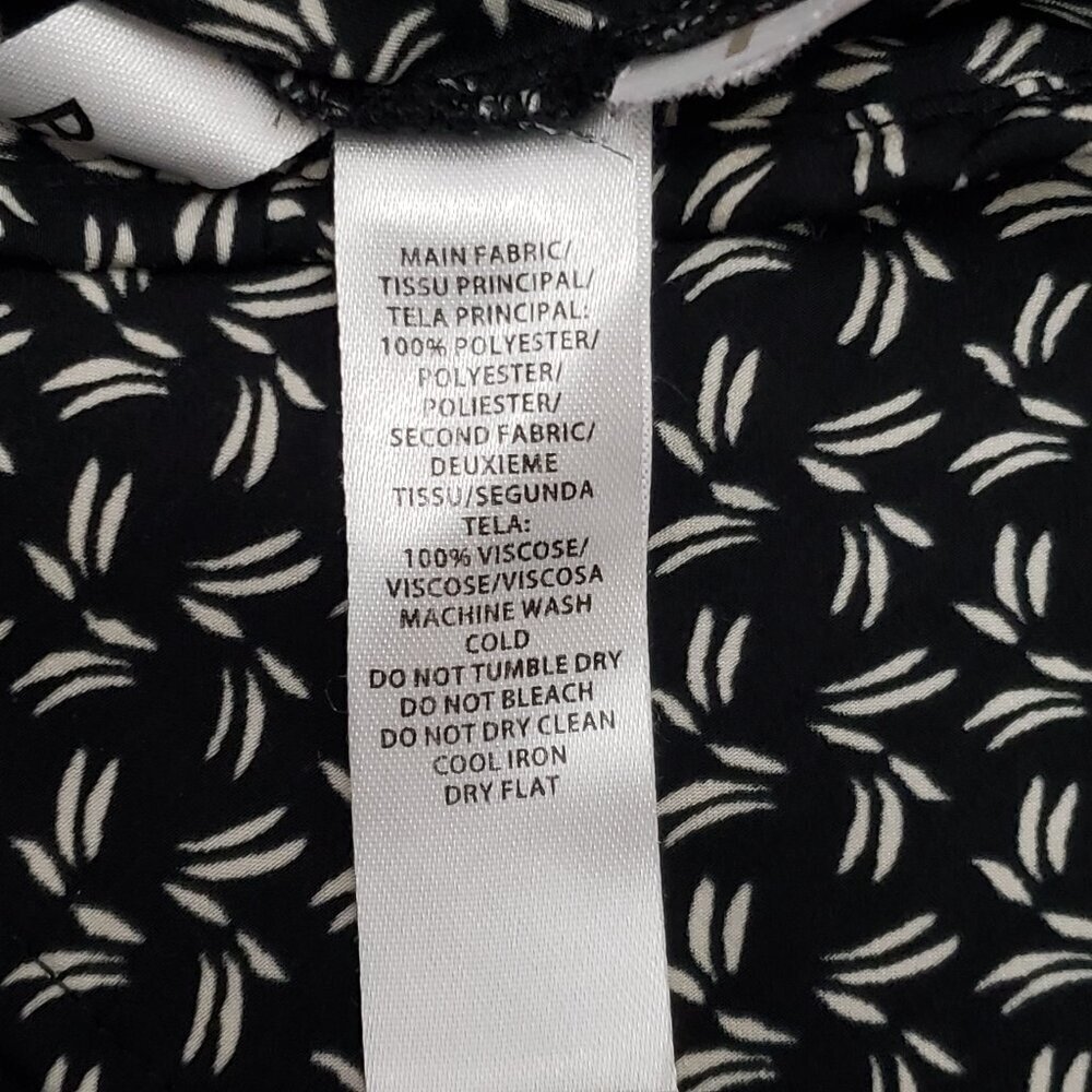 LOFT Black & White Printed Short Sleeve Blouse Women’s Large - Picture 4 of 4
